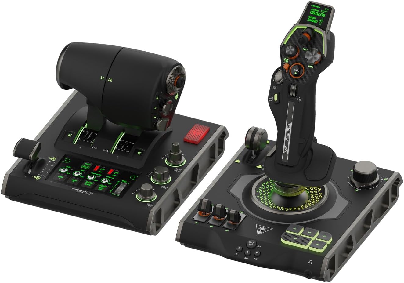 TURTLE BEACH ジョイスティック HOTAS フライト コントローラー VelocityOne Flightdeck Windows PC(Steam)対応 フライトシム DCS コンバットシム スティック スロットル タッチディスプレイ HUD 15軸 139プログラム可能【メーカー保証2年】