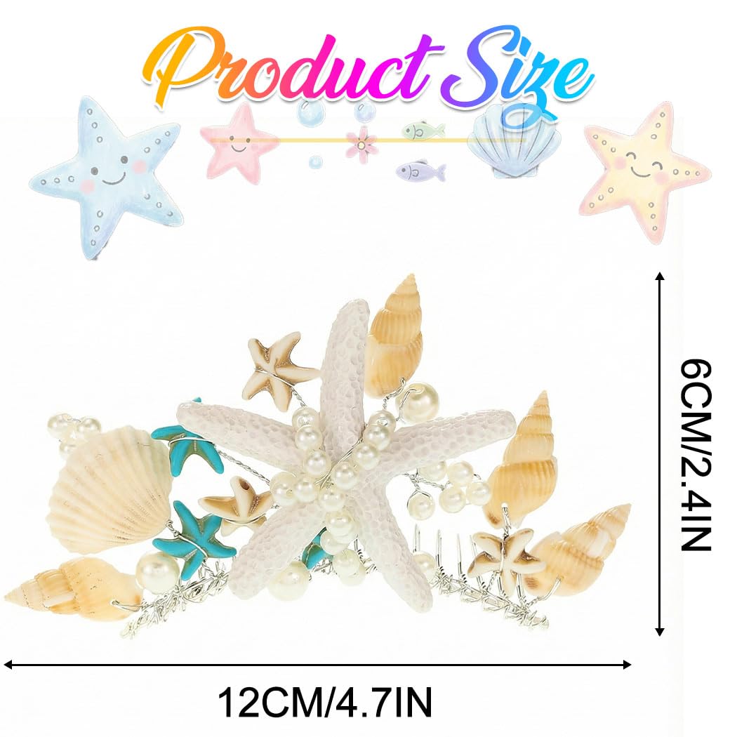 Brishow Starfish Hair Comb, Silver Pearl and Seashell Hair Accessories for Women - Image 5