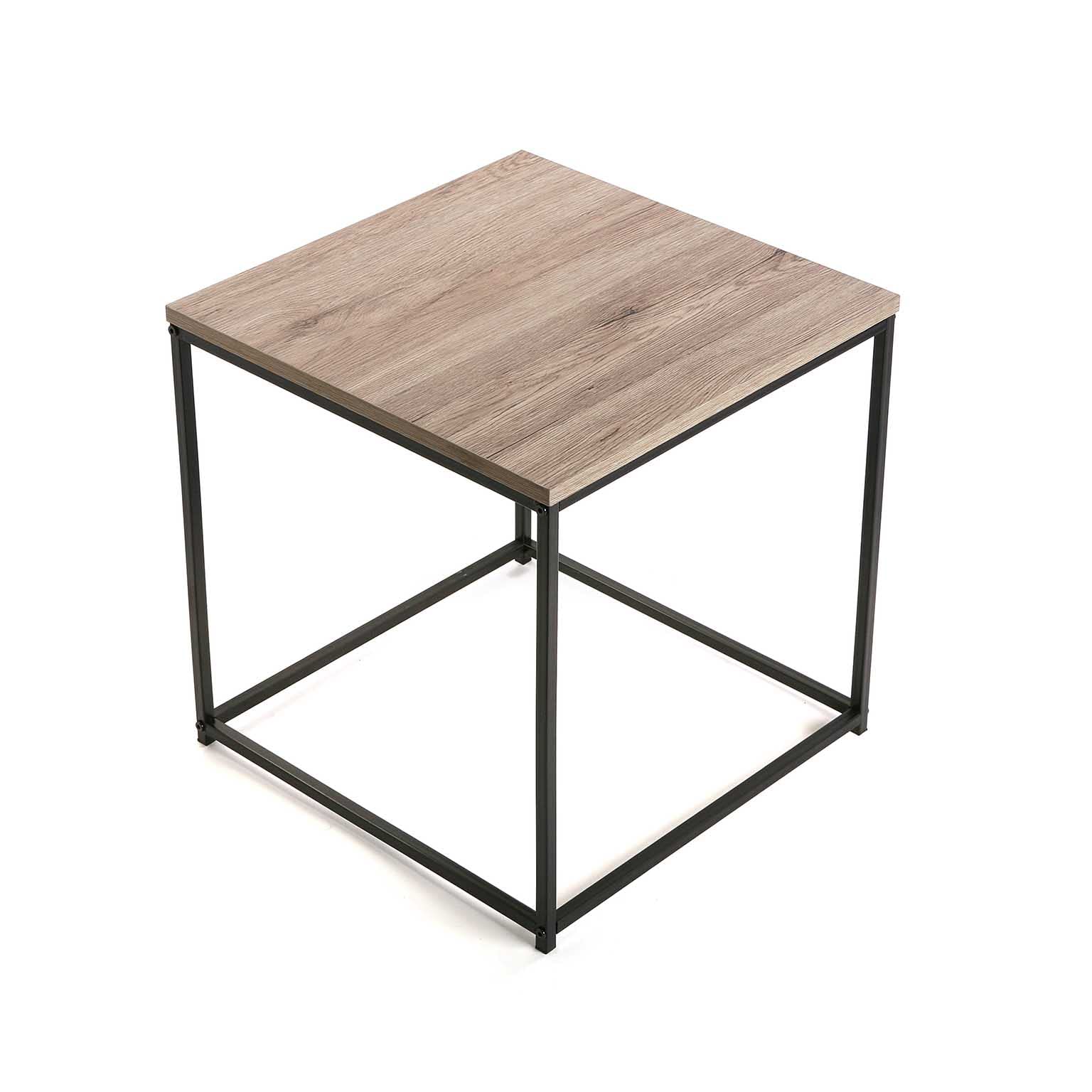 Versa Cambridge Mesa Nido Auxiliar para el Salón, la Habitación o la Cocina. Moderna Mesilla Baja, Set de 2, Medidas (Al x L x An) 50 x 50 x 50 cm, Madera y Metal, Color Marrón