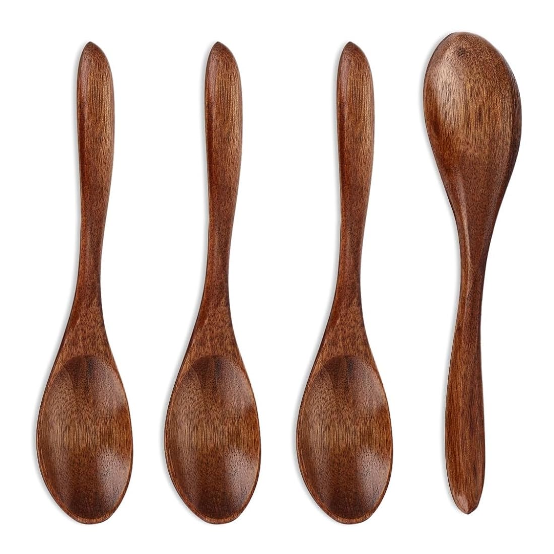 Set Da 4 Cucchiai In Legno Naturale Nanmu Per Miele, Zuppa, Caffè, Spezie – Lunghi 14 Cm, Fatti A Mano, Venature Uniche