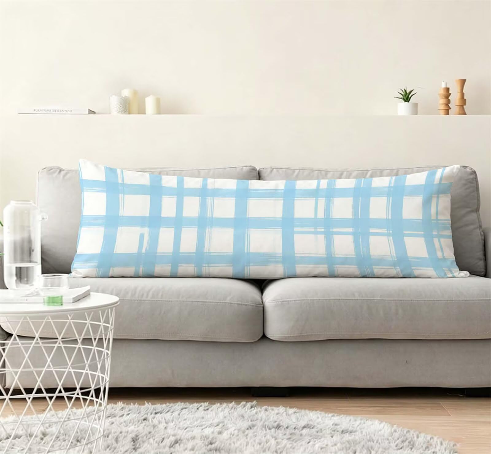 Blu-20 Federe Cuscino Letto 50 x 150 cm, Grande Cuscini per Divano Velluto, | Doppia Faccia Stampa, Semplice-2 Fodera per Cuscino Decorativa, con Cerniera, Cuscino per Dormire Sul Fianco j-342