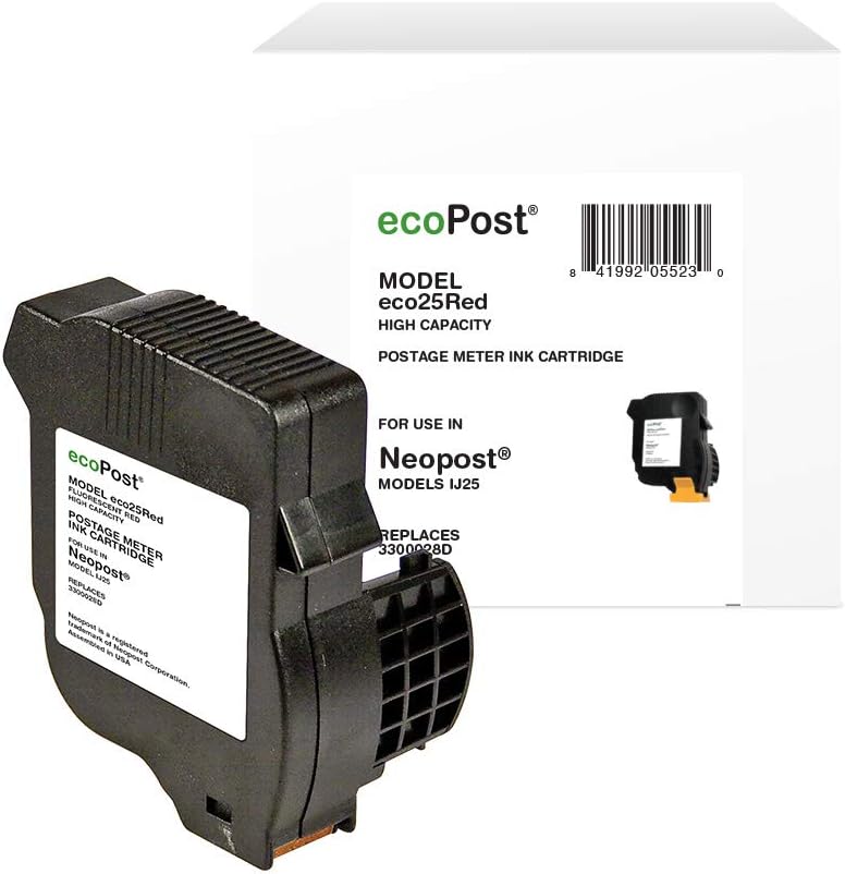 ecoPost Replacement Postage Meter Ink Cartridge for Quadient (Neopost) IJ25INK/3300028D | Red