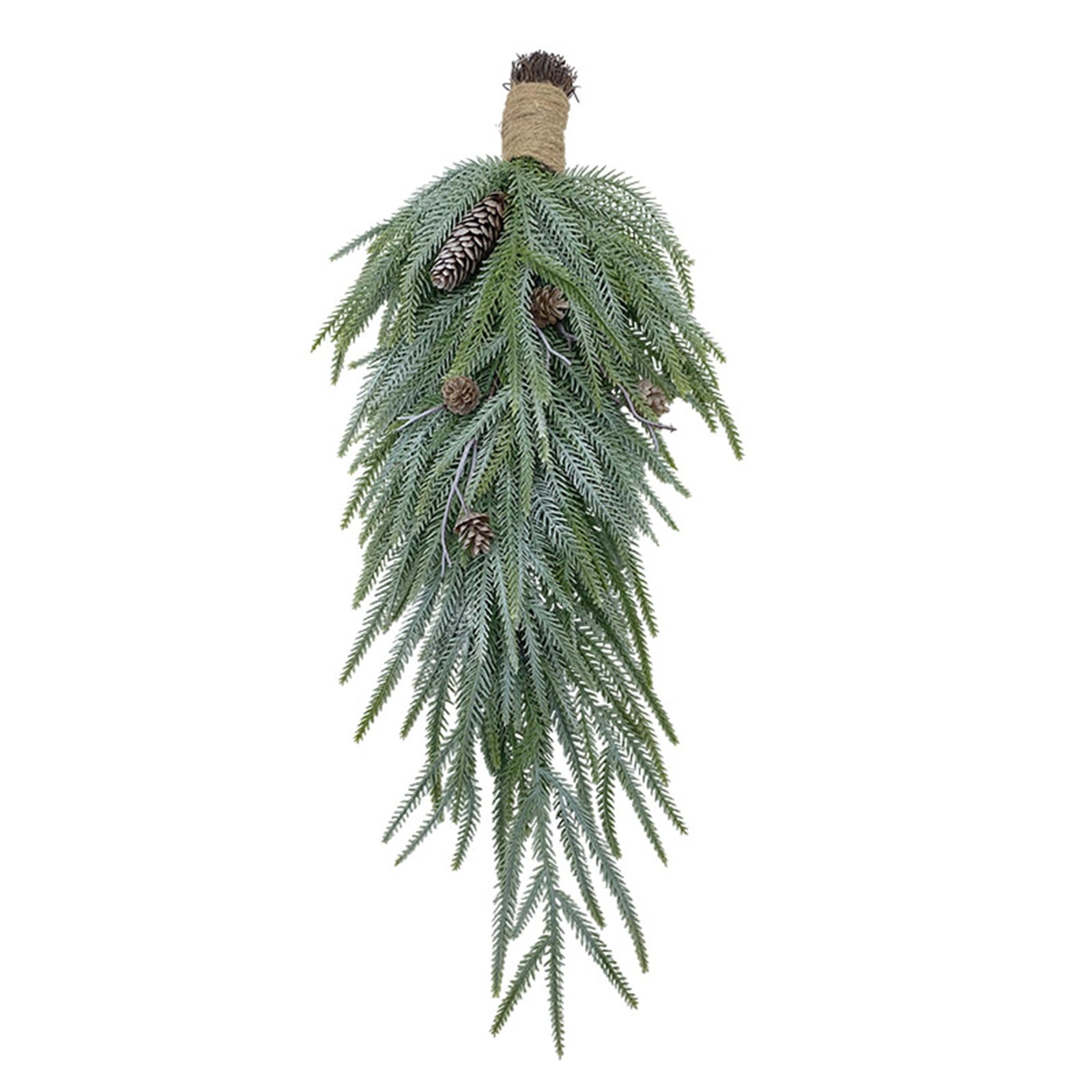 BFYDOAA Christmas Pine Branch Swags 55cm, Artificial Norfolk Pine Needles Teardrop Swags with Pinecone, Winter Greenery Pine Swags for Front Door and Stair