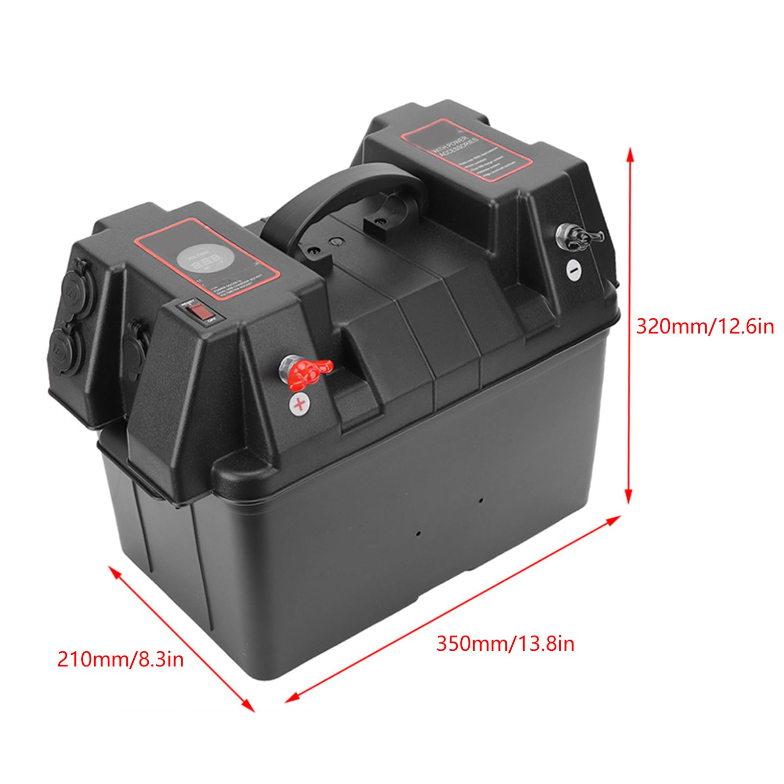 Pojemnik na Akumulatory, Wielofunkcyjny Pojemnik na Akumulatory 12 V, Samochód USB z Woltomierzem do łodzi Kempingowej, Przenośna Elektrownia, materiał PBT, Zawiera Wyłączniki Automatyczne