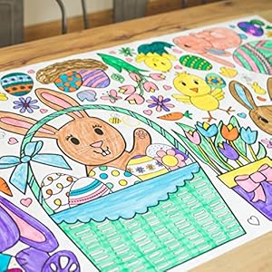 Tiny Expressions Easter Coloring Tablecloth for Kids Rolled No Creases 30 x 72 Giant Coloring Poster to Color On Kids Easter Activities