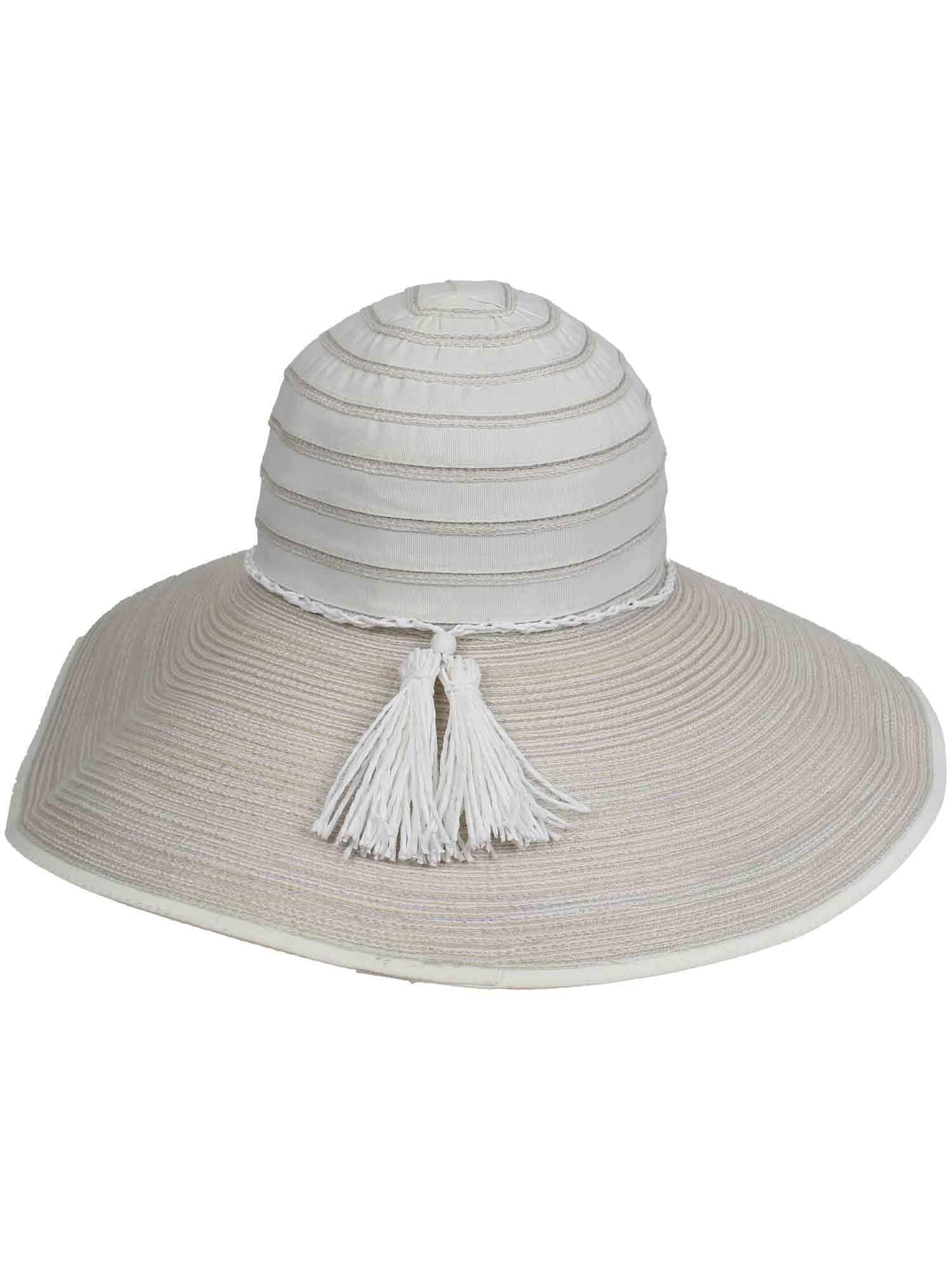 LOEVENICH großer Damen Glockenhut mit Streifen aus Polyester - knautschbar und mit elastischem Innenband