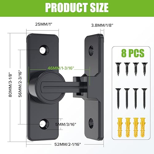 Miniatura 5 de Herrajes para cerradura de puerta de granero, pestillos de compuerta de seguridad resistente de 90 grados, cerradura de pestillo de perno abatible,