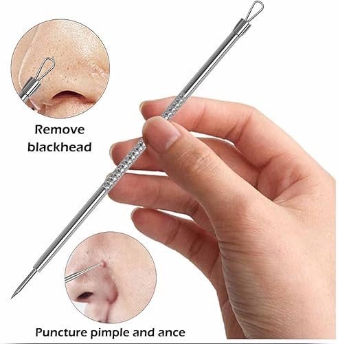 Miniatura 4 de Kit de herramientas para eliminar puntos negros, kit de 9 piezas, herramienta profesional de extracción de espinillas de acero inoxidable
