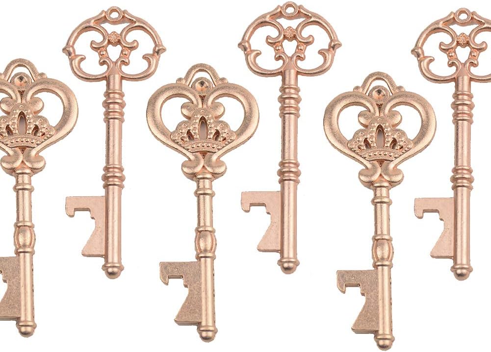 Mixed 20 Extra Large Key Shape Bottle Openers Rose Gold Skeleton Keys Wedding Party Favor - 2 Styles,20 Key Openers (Rose Gold)