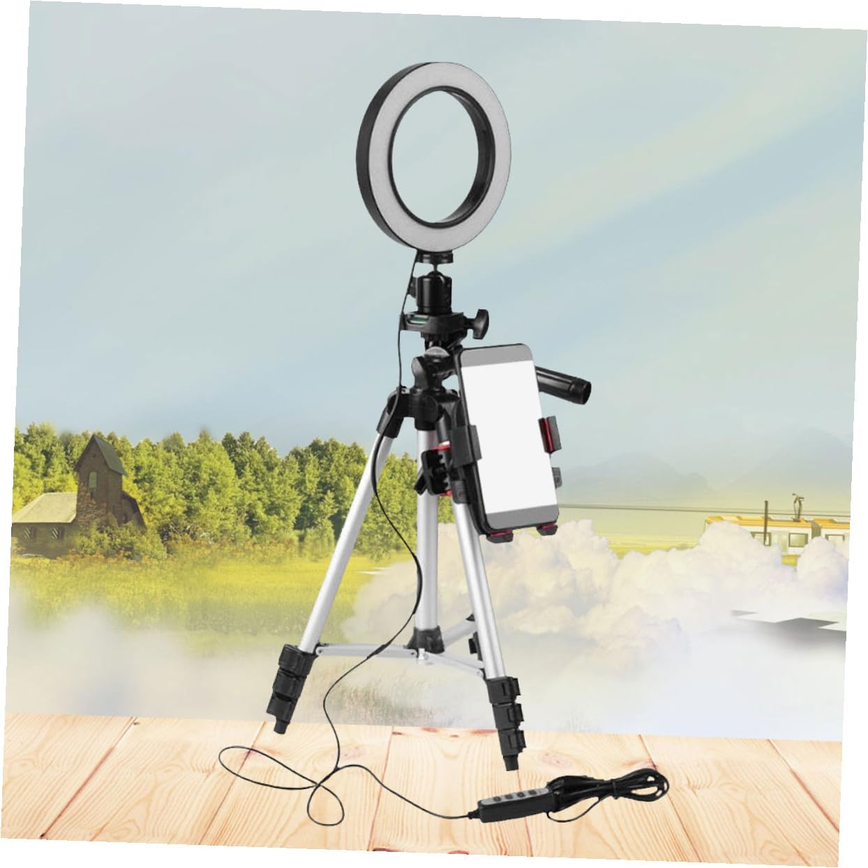 TOPBATHY Luce Ad Anello Led Supporto Per Treppiede Dimmerabile Per Selfie Video Streaming e Trucco Compatibile Con Telefono Cellulare