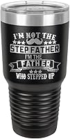 Vista 1 de IM NOT THE STEP FATHER BLACK - Vaso de bebida de 30 onzas con popote y tapa superior deslizante Taza de viaje grabada con láser Comparar