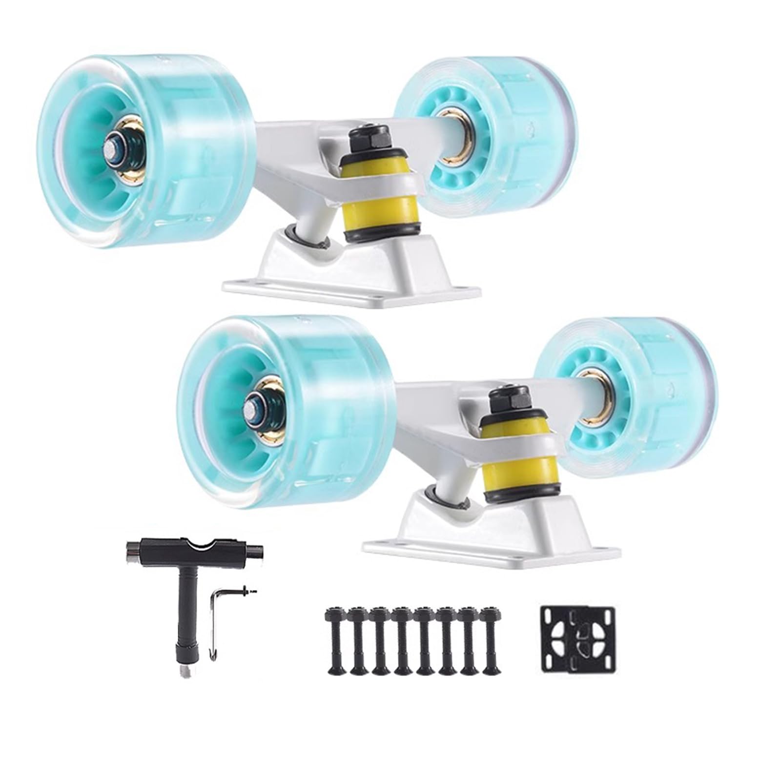 Skateboard Achsen Set Skateboard Achsen und Rollen Set Flash LED Skateboard Rollen und Kugellager Set 60 mm mit Skateboard Pads Skateboard Werkzeug
