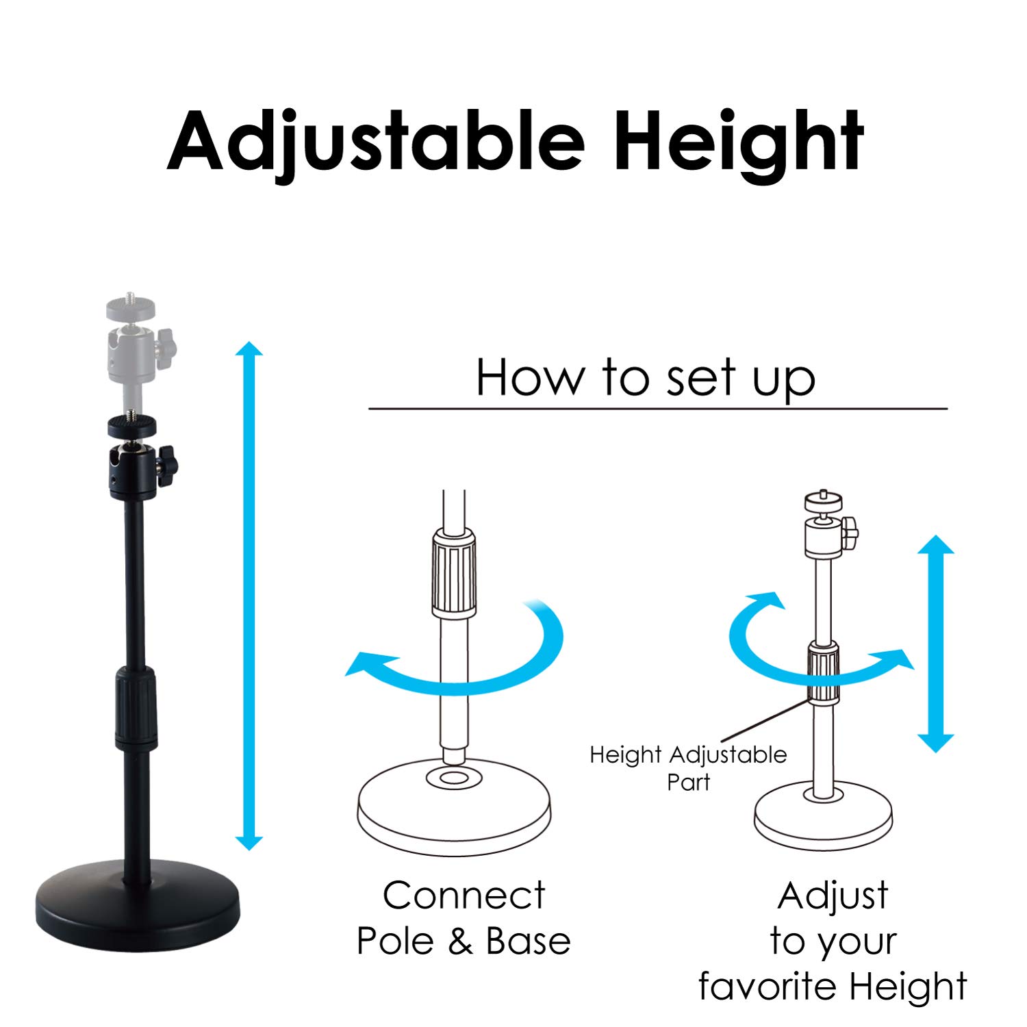ELECOM Webcam Stand Easy Height & Angle Adjustable, Supports 1/4 Interface (6mm) Webcam (UCAM-DSARMBK)