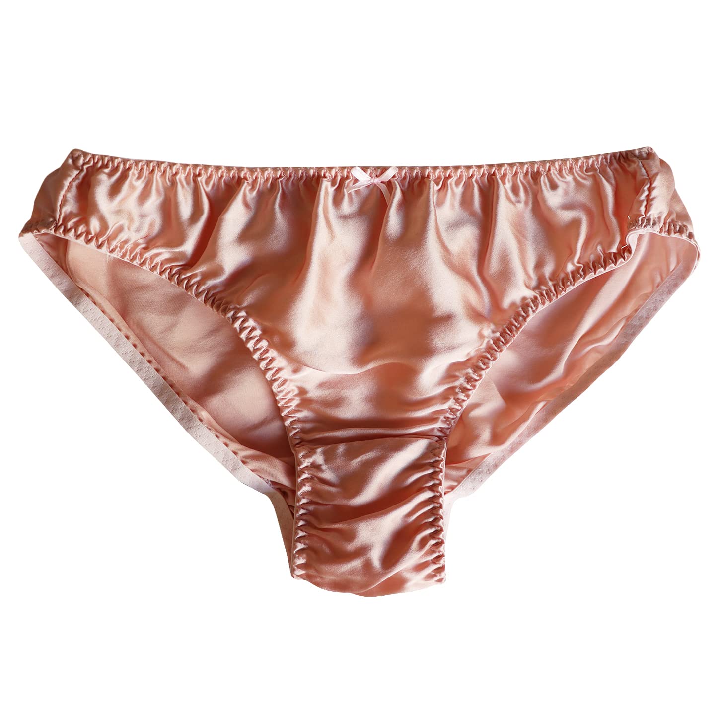 BeichiWomen's 100% Mulberry Silk Panties Cute Stretchy Lingerie Bikini Mid Waist Underwear Satin Briefs Shorts Pink, Pink, S