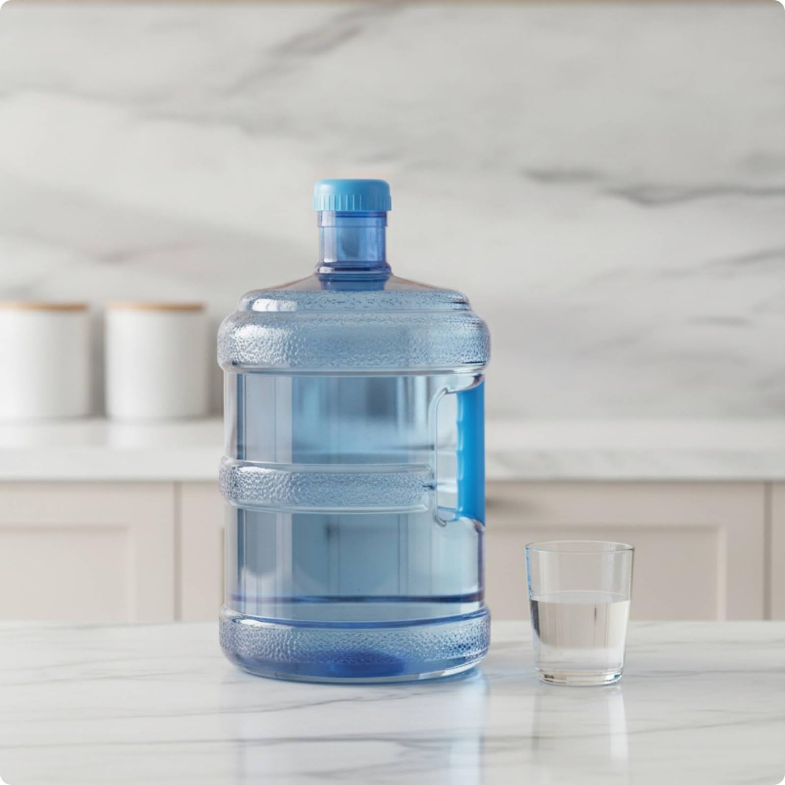 Wasserflasche Trinkbehälter Wasserkanister Wasserspender mit Schraubverschluss Und Gewindehals Zylindrischer Körper mit Verstärkenden Rippen, Blau, 18,9 Liter