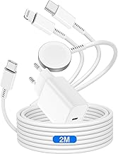 3 in 1 Charging Cable for Apple Watch and iPhone, 20W USB C Apple Watch Original Charger with 6.6ft Cable, Fast Type C Charger for iWatch Series Ultra 2/Ultra/10/9/8/7/3/iPhone 16/15/14/13/12/11