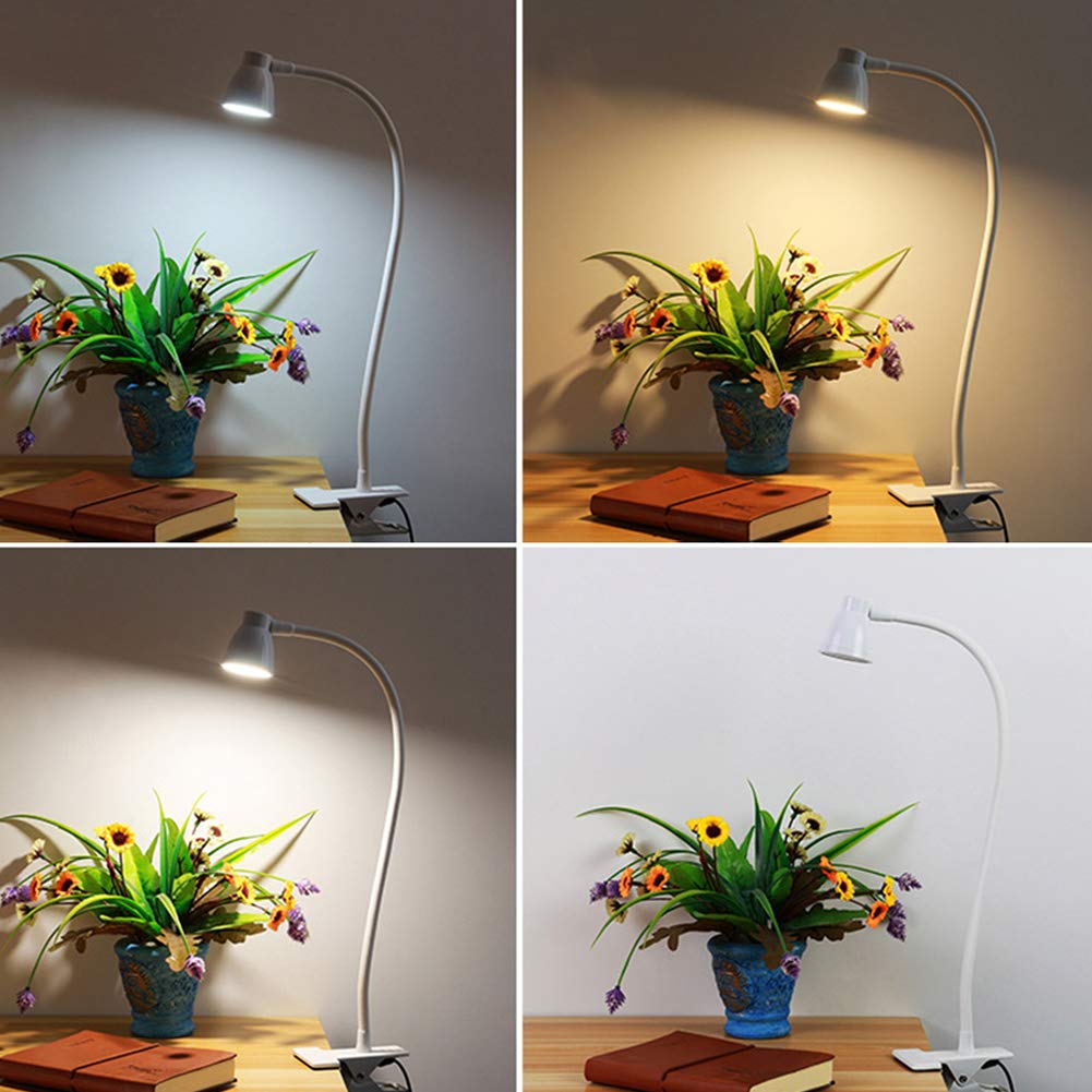RajoNN Lampe de Bureau Lampe de Bureau à Pince Portable rotative à 360 degrés à Clipser sur Le Chevet de la Chambre à Coucher Température de Couleur réglable Décoration de la Maison Lecture Couleur
