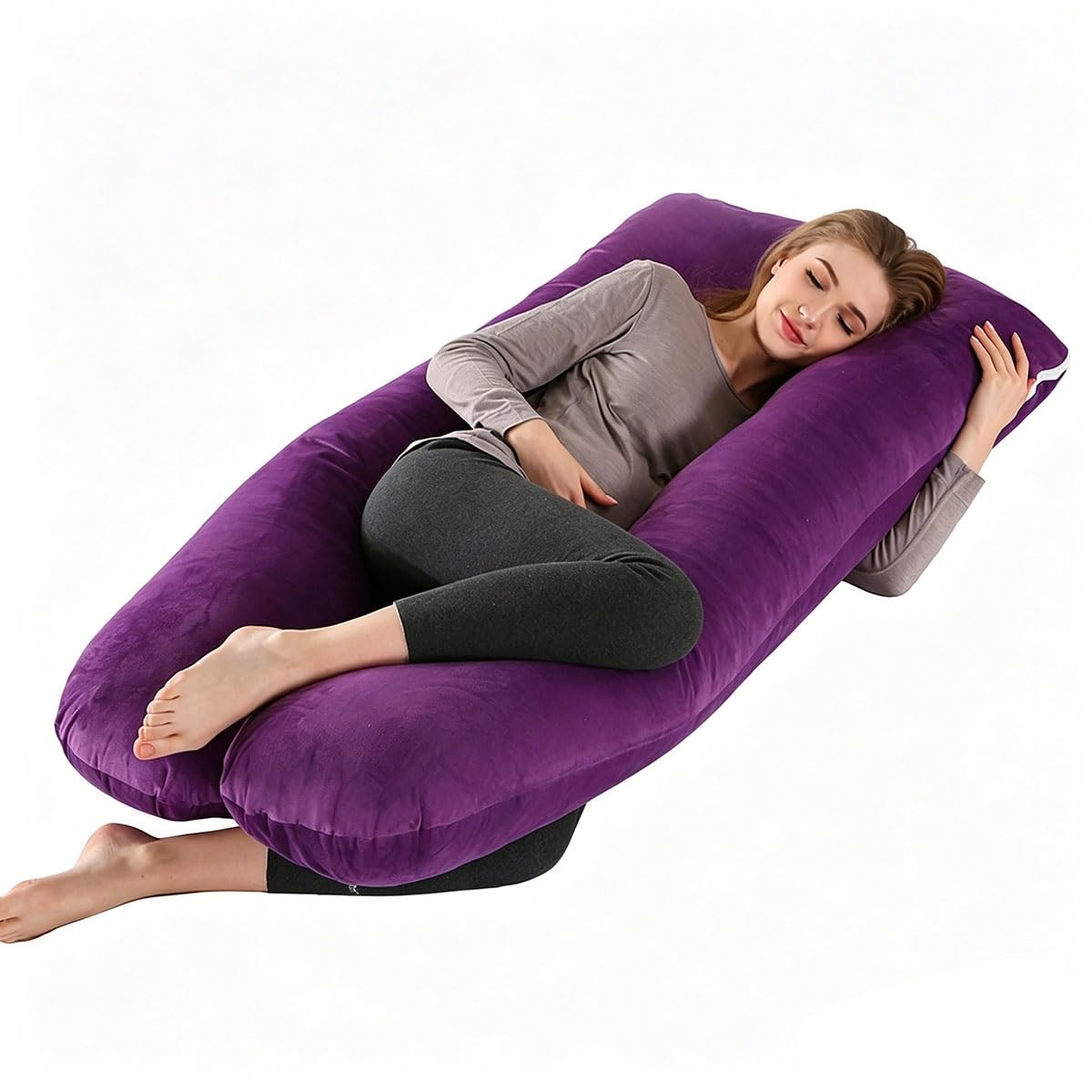 IRCKONCI Maternity Pillow, Soft Breathable Fabric, Pregnancy Sleep Support Hollow Fibre Fill(Purple)