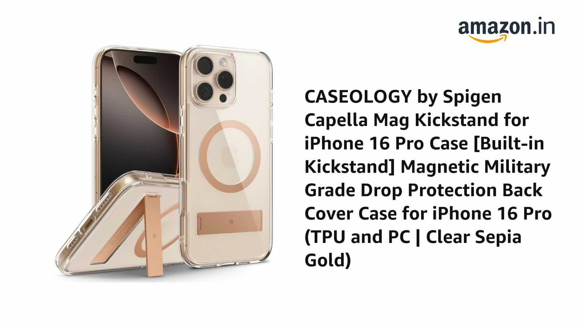 Caseology Capella Mag Kickstand for iPhone 16 Pro Case [Built-in
