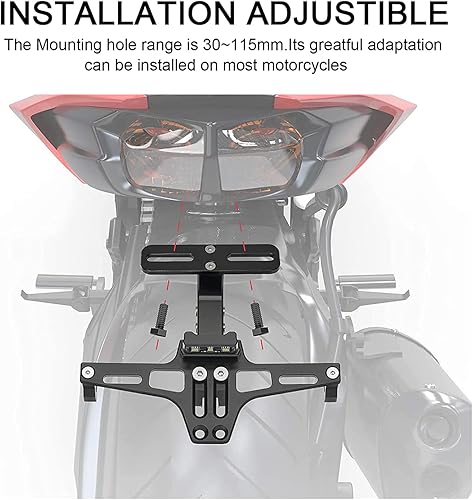 Miniatura 5 de Twilight Garage Kit de eliminación de guardabarros de soporte de matrícula de motocicleta de aluminio con luz LED Cola universal de motocicleta