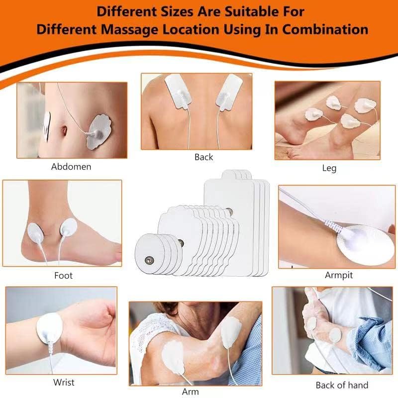 20 Pack TENS Unit Replacement Pads Reuse 40 Times, Snap Electrode Pads for Tens Unit with Standard 3.5mm snap-on Connector, Compatible with Belifu TENS