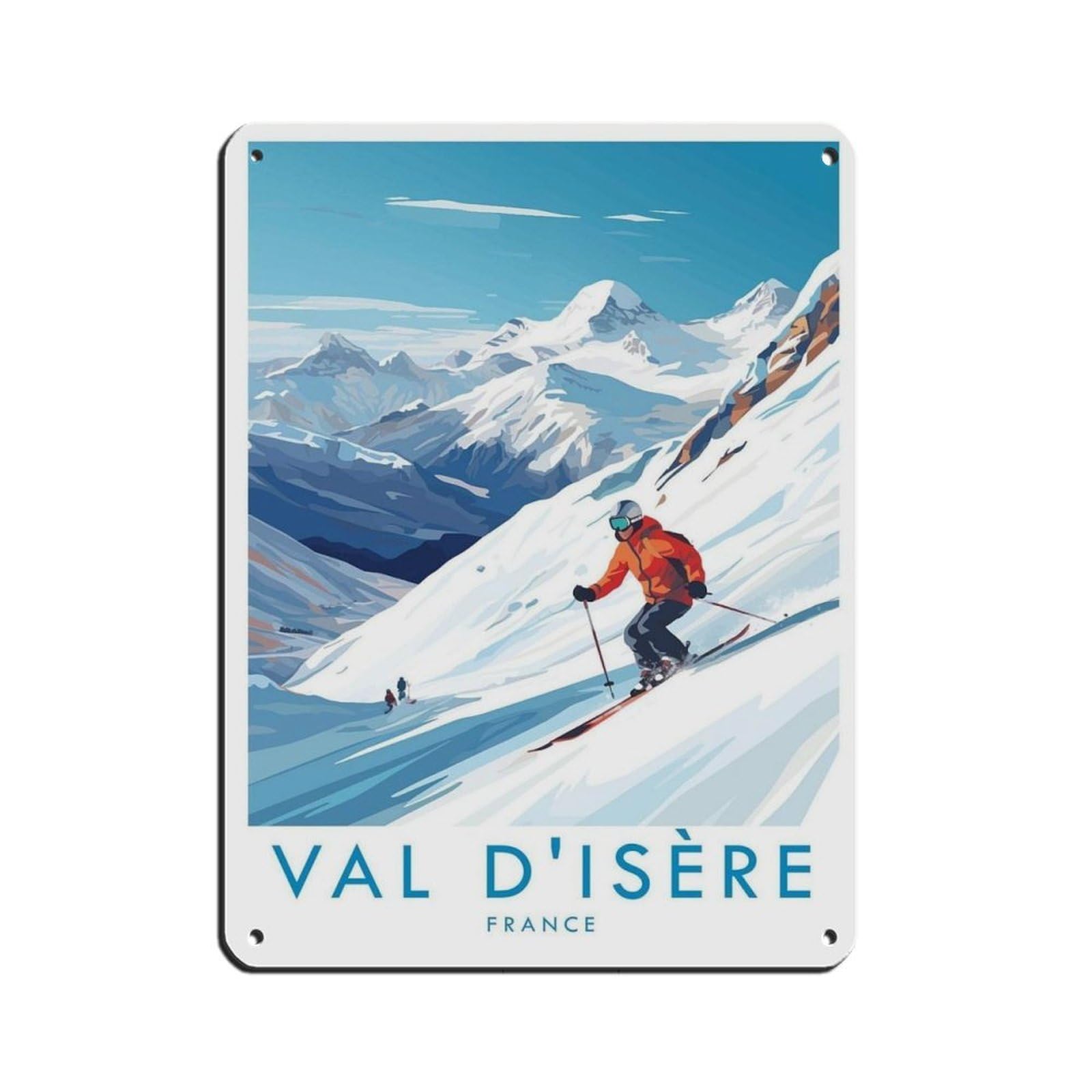 Val D'Isere Travel Poster, France, Travel Decor Retro Poster Metal Tin Sign Chic Art Retro Iron Painting Bar People Cave Cafe Family Garage Poster Wall Decoration 12x16inch(30x40cm)