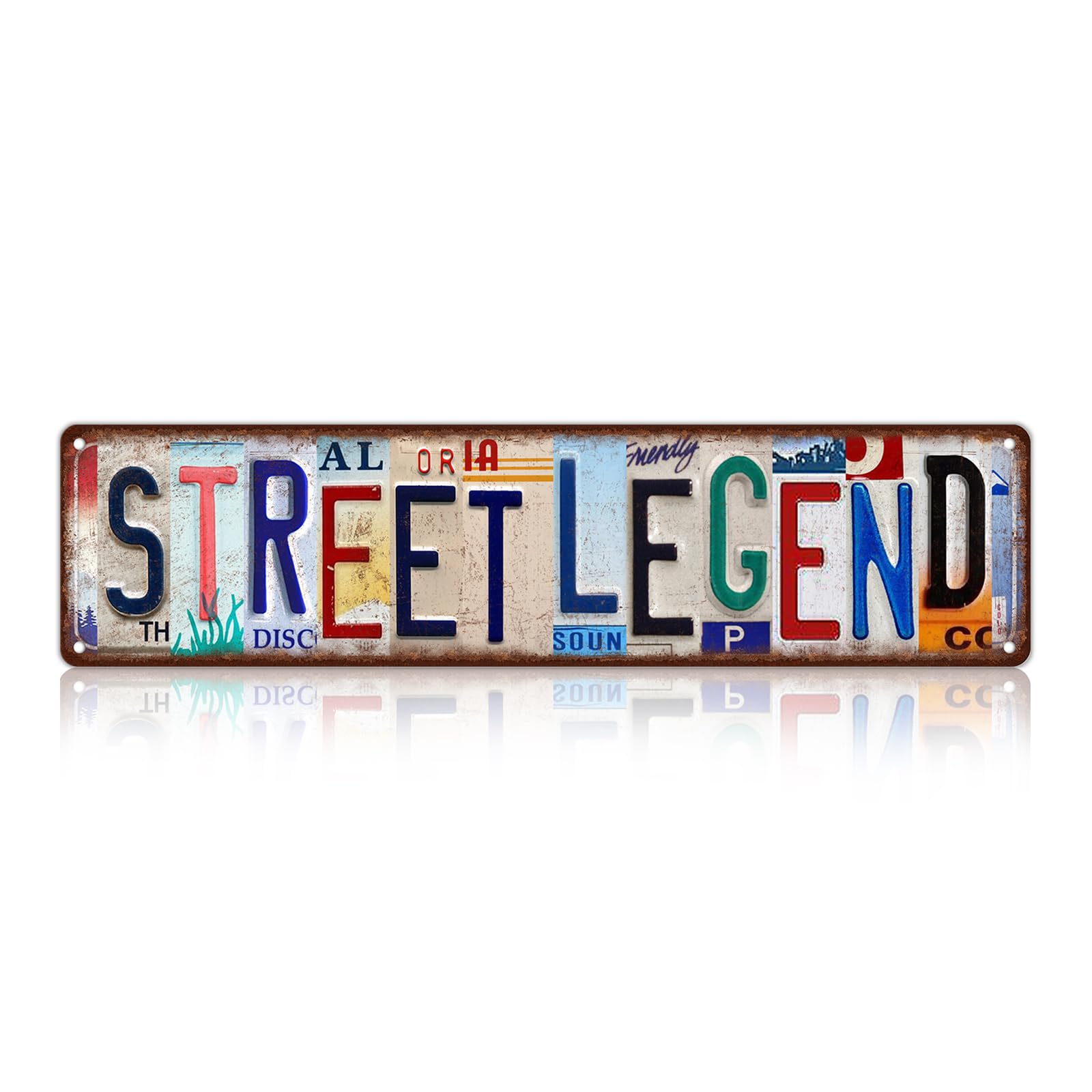 peiyeety Street Legend Vintage Metal Tin Sign, 4x16 Inch Rustic Retro Wall Decor, Retro Street Sign for Home, Garage, Bar, Farmhouse, Outdoor Patio, Man Cave, Waterproof Tin Sign, Durable Wall Art