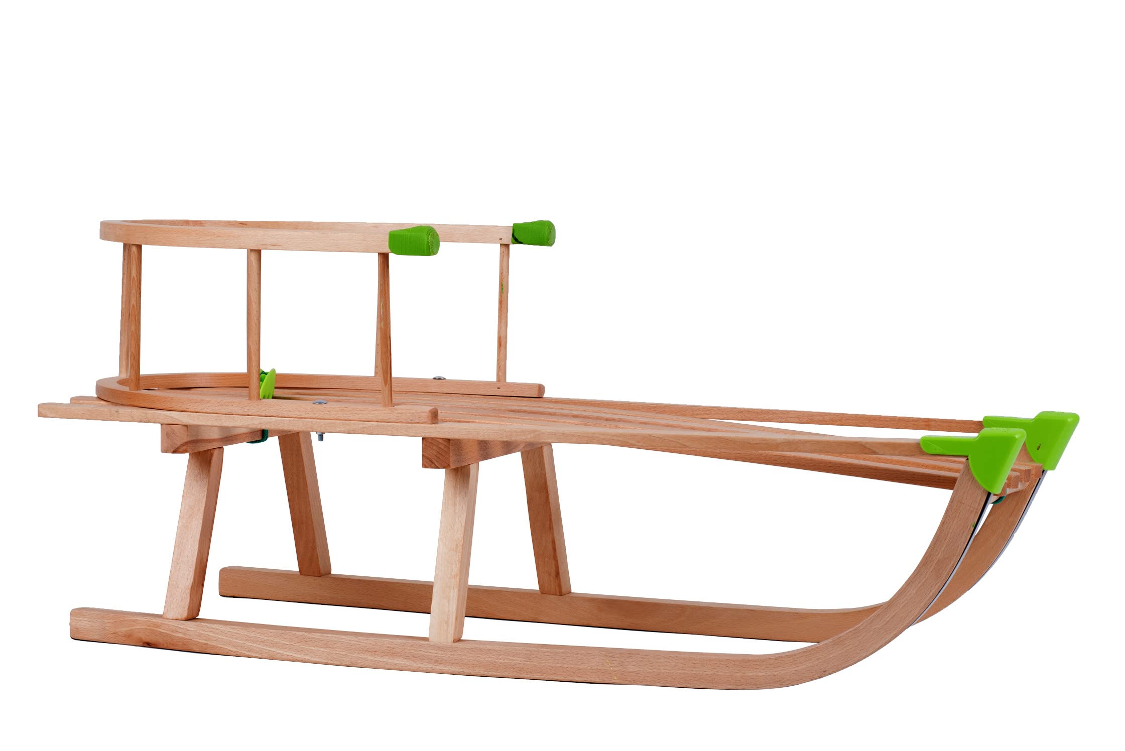 GaGadumi Trineo de madera de 90 cm con respaldo y cuerda de tracción, trineo duradero para niños y adultos, trineo de madera FSC