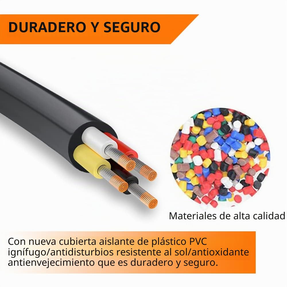 Cable Eléctrico de 4 Conductores de Calibre 18 4x0,8mm², 30,48M Cable Trenzado Negro de Bajo Voltaje 18/4 Caja de PVC, Cable de Alimentación de Extensión Flexible para Lámpara LED