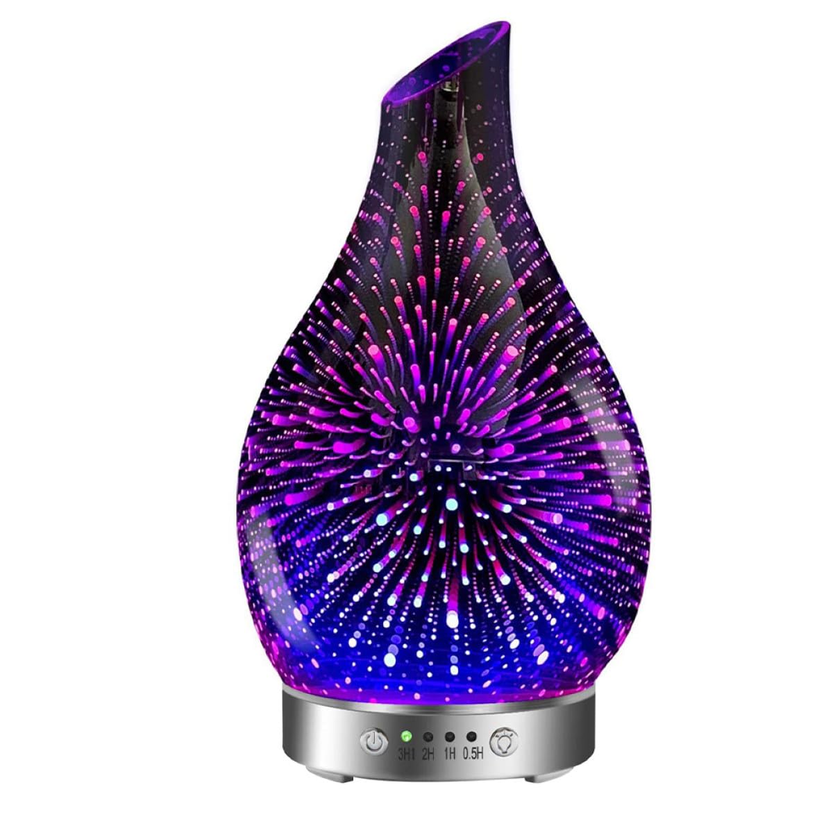 Difusor de Aroma 3D de Vidrio Luz LED Multicolor, Humidificador Eléctrico Doméstico Ultrasilencioso, Difusor de Aceites Esenciales para Oficina y Hogar (EU)