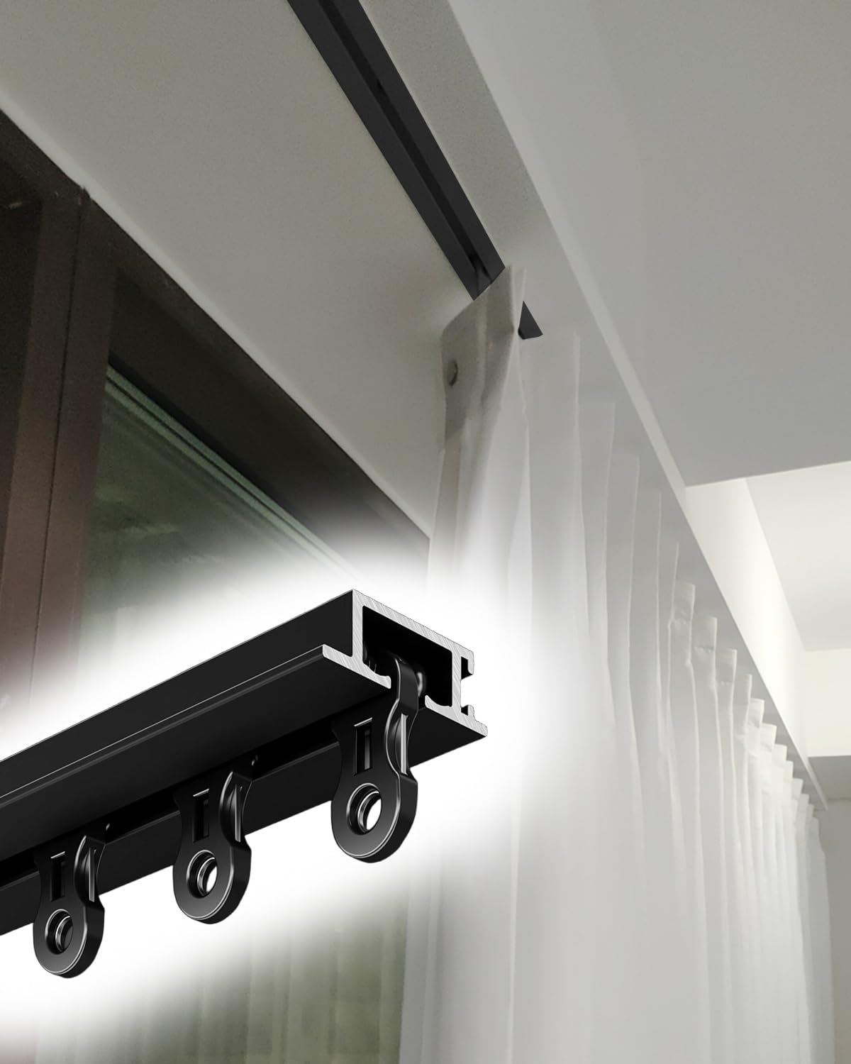 WQPMNYG Concealed Curtain Track System - 13.5ft Blackout Recessed Rail for Shower, Balcony, Window & Hospital Privacy Partitions - Hidden Ceiling Mount, Elegant Design