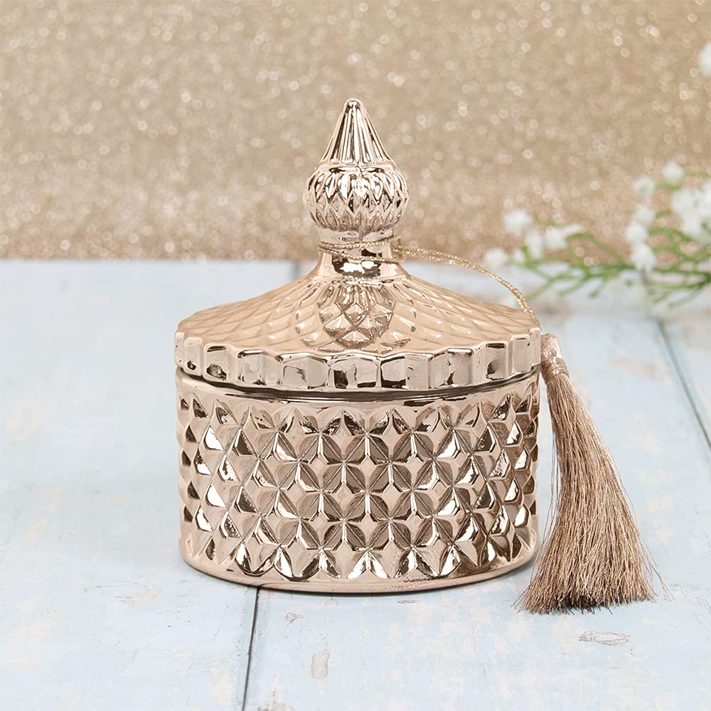 Annibells Rose Gold Glass Candle Jar With Honey & Blossom Soy Candle