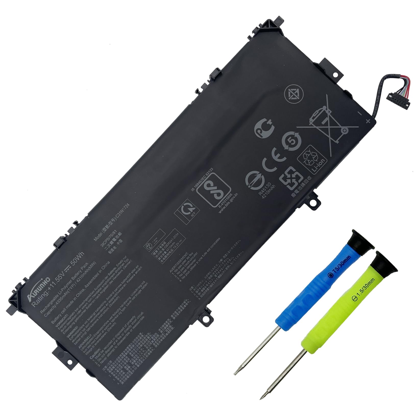 Amazon.com: AURUNHO C31N1724 50Wh Laptop Battery Replacement for