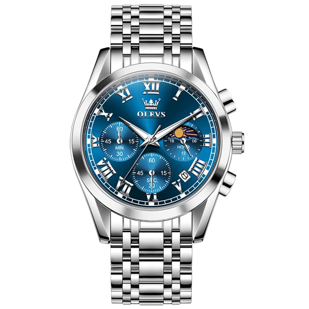 OLEVS Uhr Herren Luxus Gold Silberne Edelstahl Analog Quarz