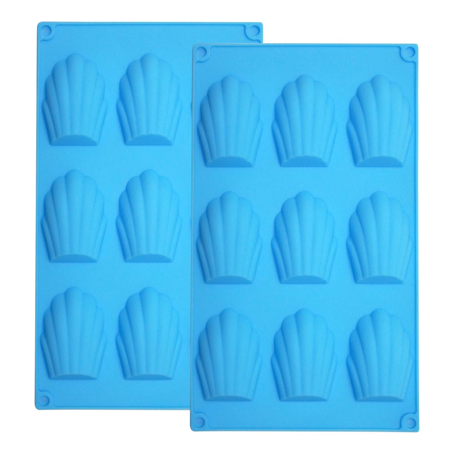 YXHZVON Madeleines Baking Tray 2pcs, 9 Cavities Silicone Baking Mold for Madeleine, Non-Stick Silicone Madeleine Mould for Chocolate, Cakes, Candy, Cookies (Blue)