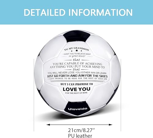 Miniatura 4 de Uloveido Balón de fútbol tradicional blanco y negro de alto rendimiento para hijo, hija, nieto, cumpleaños, Navidad, regalo de cumpleaños, Navidad,