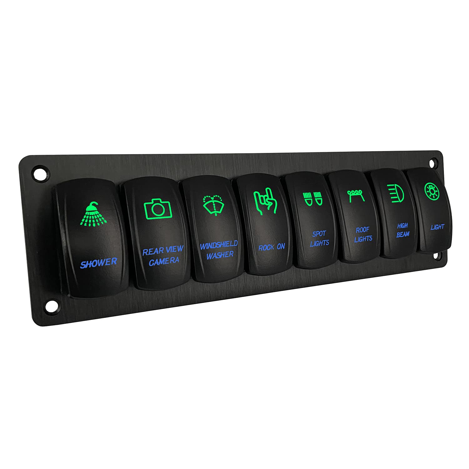 Customize Marine Switch Panel Waterproof 12V Rocker Switch Panel with Pre-Wired Jumper Wires for Car Boat Yacht Bus Van SXS 12V/20A 24V/10