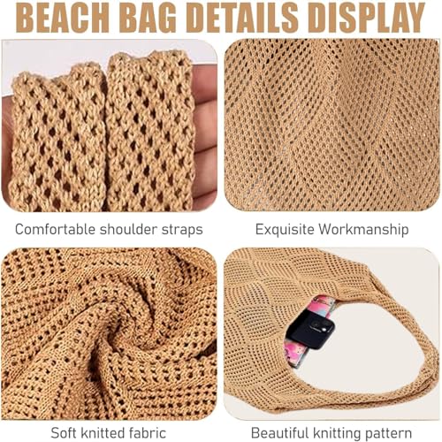 Crochet Mesh Beach Shoulder Bag Tote Bag Handbags Knitting Hollow Summer Hobo Bag Aesthetic for Women3