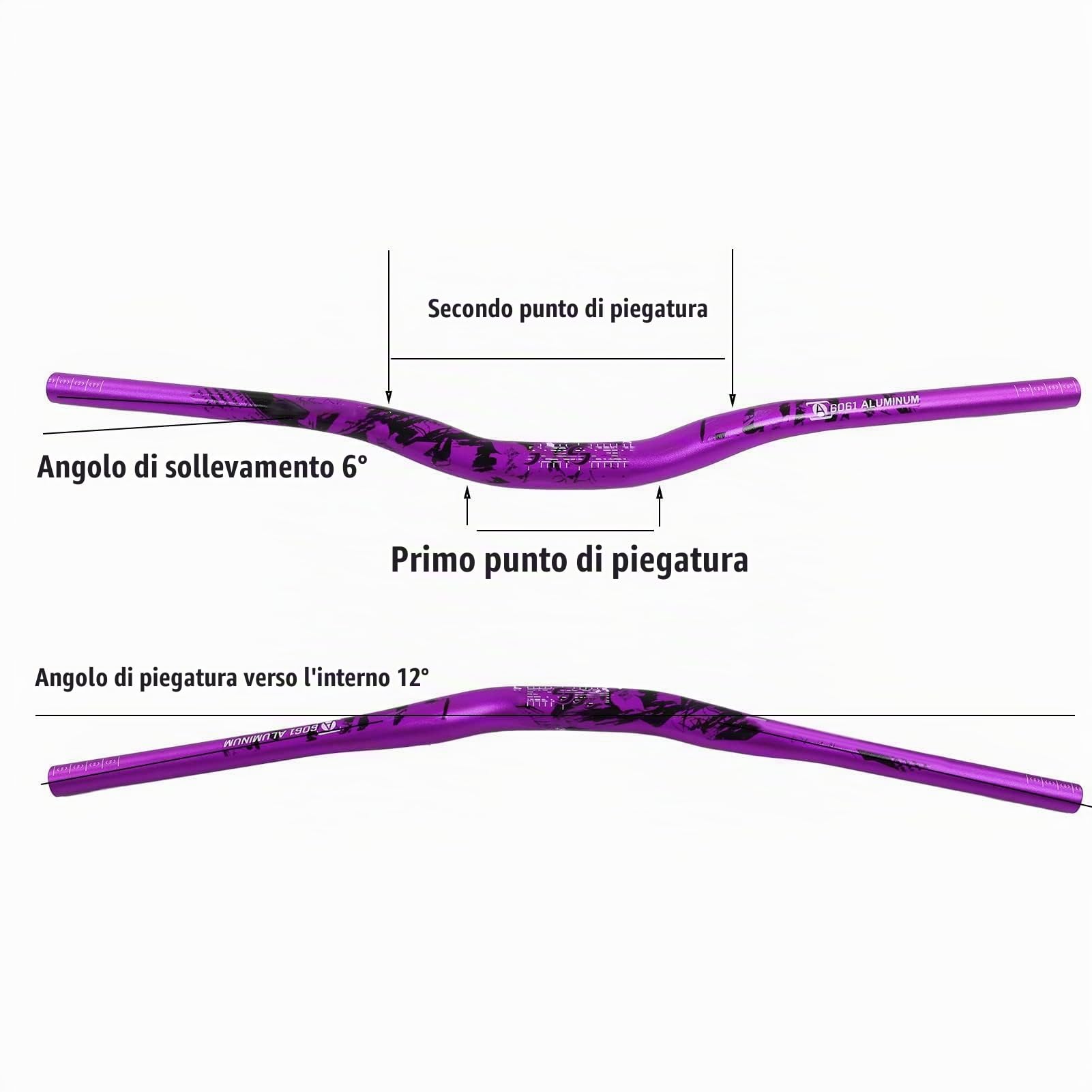 Agatige MTB Mountain Bike Bicicletta Manubrio Extra Lungo Lega di Alluminio 31.8x720mm 700mm Riser Bar(Viola)