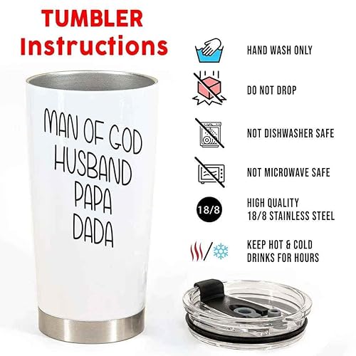 Miniatura 2 de Humorous Gift Unique Christian Gift for Man Of God Husband Papá Dada - for Father's Day - Believers Quote Of Prayers - 20 Oz White Stainless Steel