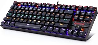 Redragon K552 Mechanical Gaming Keyboard 87 Key Rainbow LED Backlit Wired with Anti-Dust Proof Switches for Windows PC (Black Keyboard, Brown Switches)