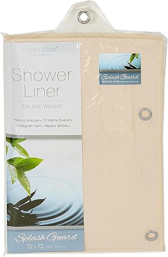 Miniatura 10 de Bath Bliss Forro de cortina de ducha impermeable, protección contra fugas de ventosa 4X, 12 ojales de cobre resistentes a la corrosión, 3