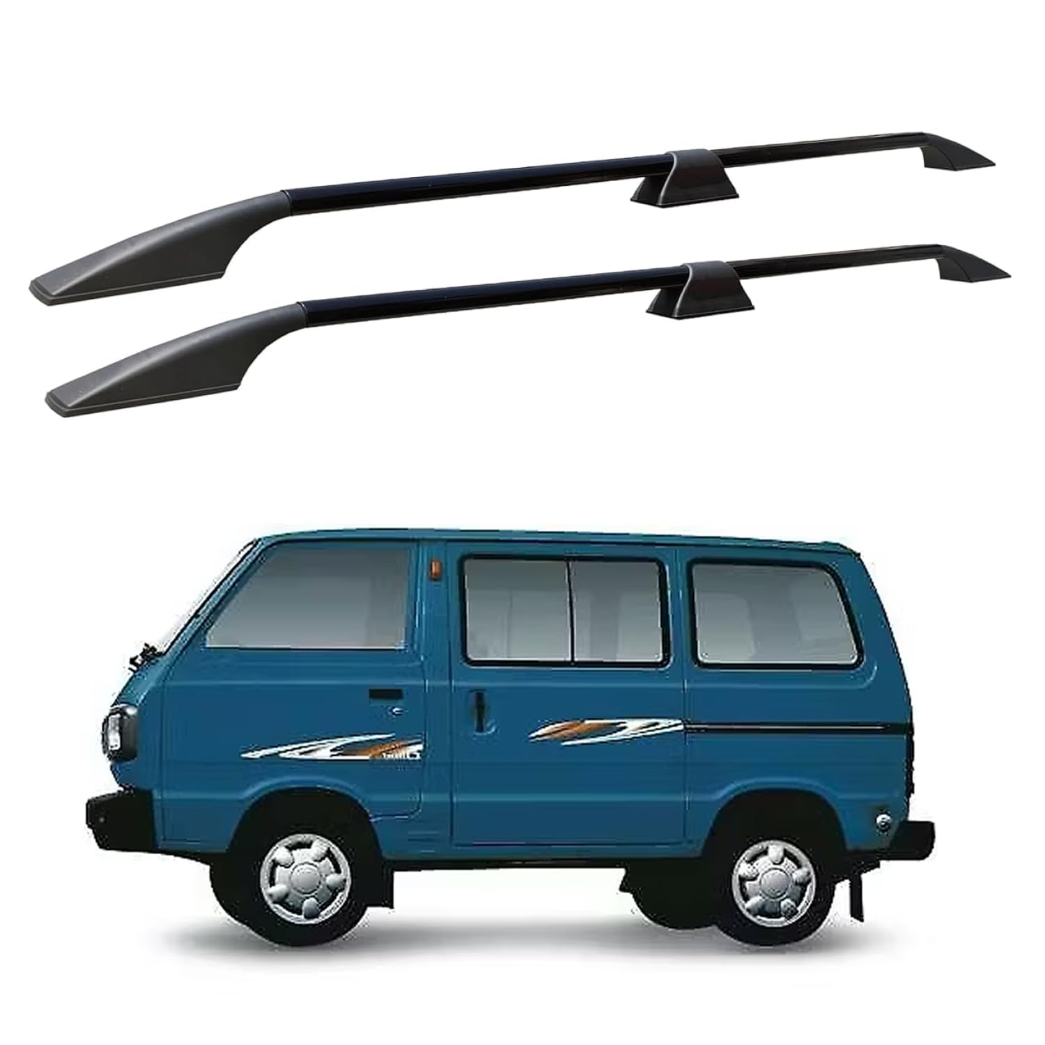 Aksmit Roof Rail for Maruti Suzuki Eeco & Maruti Suzuki Omni | Black Rocket Curve Design | Premium ABS Decorative Roof Rails with Strong 3M Adhesive Tape (Set of 2) F7 | Metal Build-picture-24