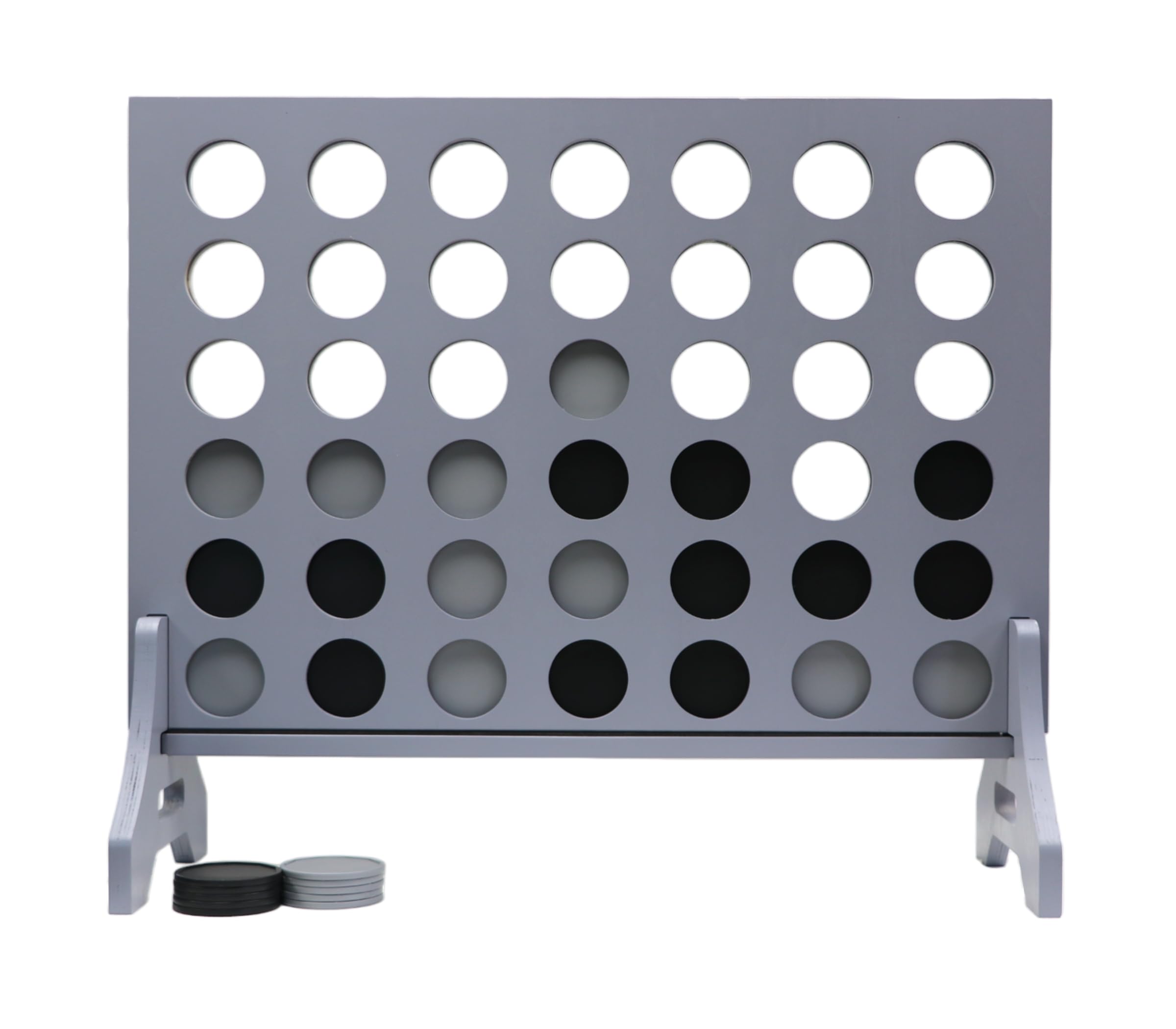 Giant 4 in a Row Game for Family &amp; Adults – Tailgating Pros Jumbo Grey Wooden Four in a Row Indoor &amp; Outdoor Yard Game for Family Party Fun, Portable Activities for Patio, Backyard, and Camping