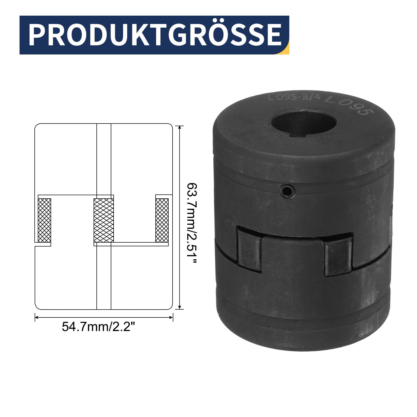 uxcell Lot de 3 coupleurs flexibles à mâchoires en L de 1,9 cm à 2,5 cm L095 et araignée en caoutchouc Buna-N NBR pour fendeuse de bûches équipement hybride