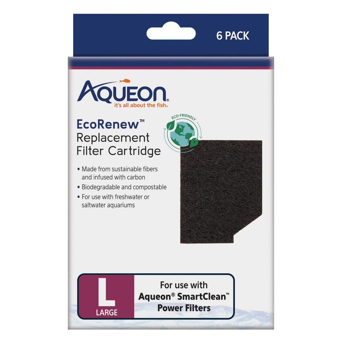 Aqueon Genuine EcoRenew Filter Cartridges, for Freshwater and Saltwater Aquariums, Large, 3-Pack