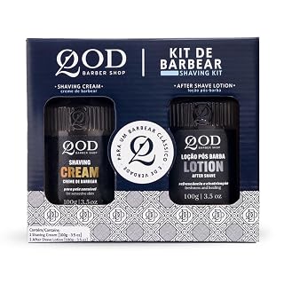 QOD Barber Shop Kit para Barba - Creme de Barbear e Loção Pós-Barba