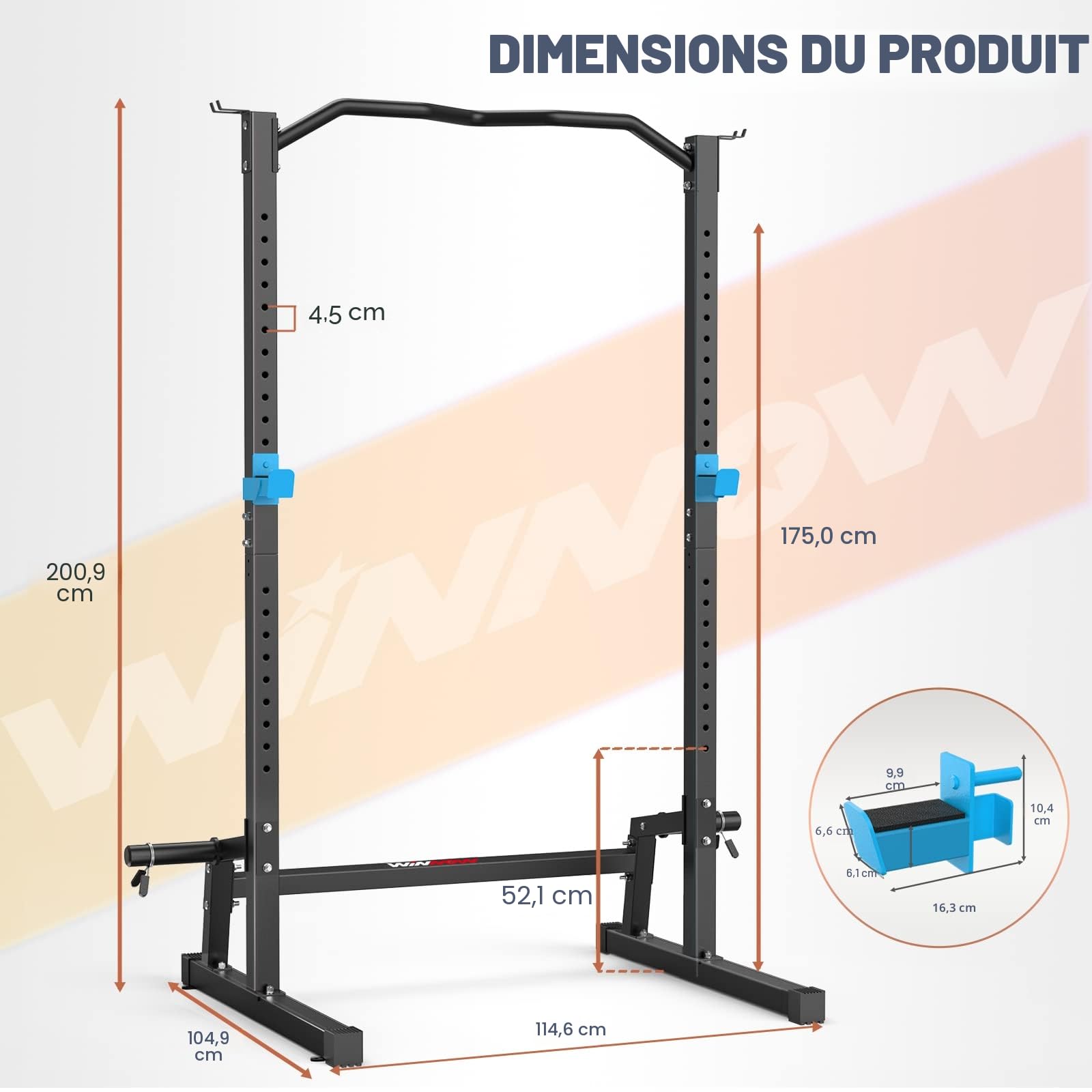 WINNOW Squat Rack Cage de Force hautement mobilisable avec Barre de Traction, Multifonction Home Gym Power Tower entraînement en Force Squat Grill Barbecue