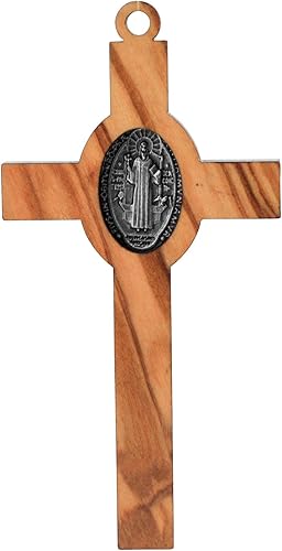 Miniatura 2 de Cruz de madera con Jesús y San Benito Medalla con cordón, Plástico, N  A