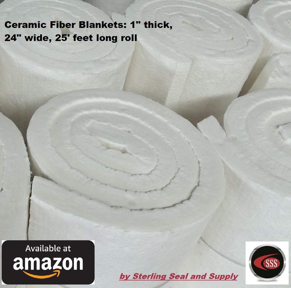 LamonsCeramic Fiber Blanket Insulation 6# 2300F 1"x24"x25' for Wood Stoves, Pizza Ovens, Kilns, Forges & More - 6# Pound 2300 Degrees (Qty 2 Boxes)